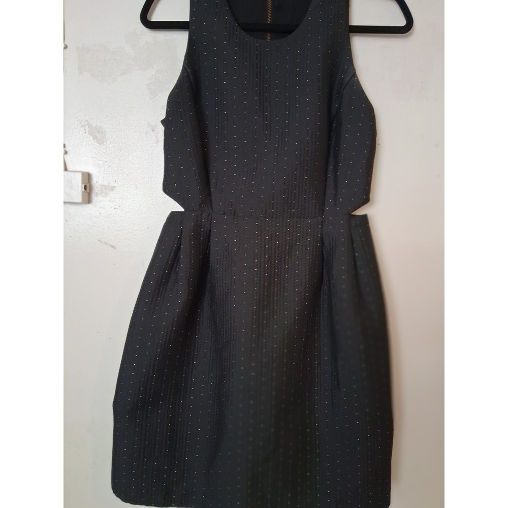 Madewell Black Gold Pin Dot Cut-Out Fit & Flare Dress E5992 Womens Size 8